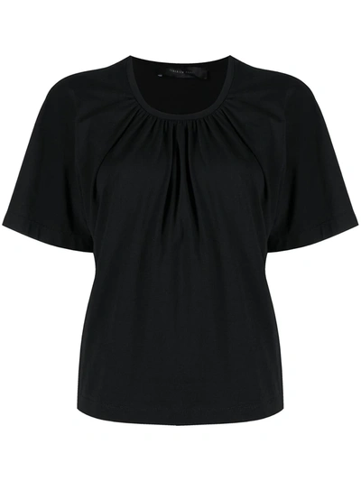 Shop Federica Tosi Draped Cotton T-shirt In Black