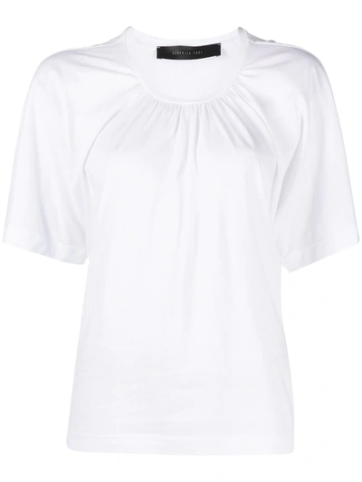 Shop Federica Tosi Draped Cotton T-shirt In White