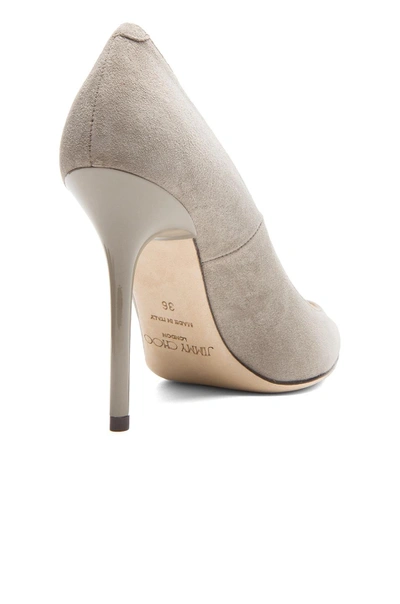 Shop Jimmy Choo Abel Pointed Suede Pumps In Gray