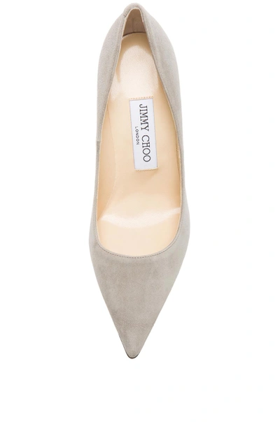 Shop Jimmy Choo Abel Pointed Suede Pumps In Gray