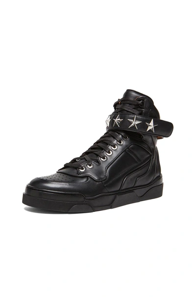 Shop Givenchy Tyson High Top Leather Sneakers In Black