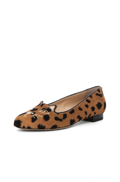 Shop Charlotte Olympia Kitty Calf Hair Flats In Hyena In Hyena Print