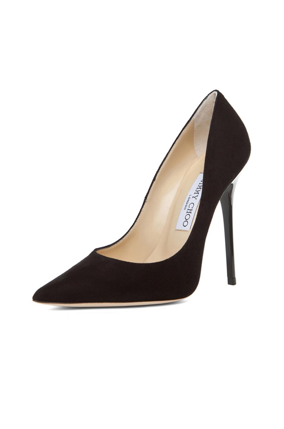 Jimmy Choo Anouk Black Suede Pointy Toe Pumps | ModeSens
