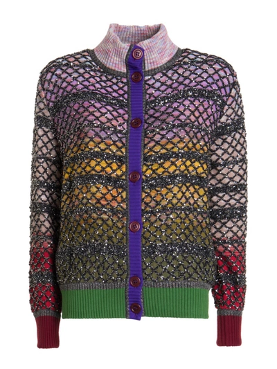 Shop Missoni Wool Blend Cardigan In Multicolour
