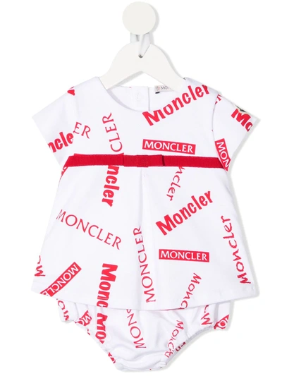 Shop Moncler Logo-print Bodysuit Set In White