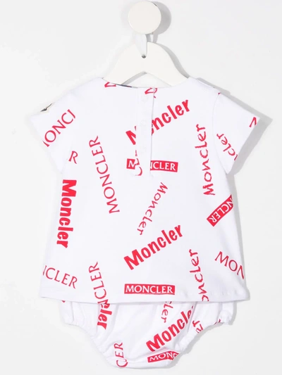 Shop Moncler Logo-print Bodysuit Set In White