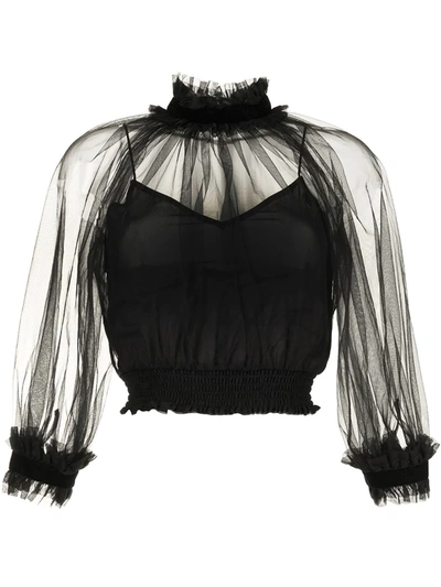 Shop Alice And Olivia Alexia Sheer Top In Black