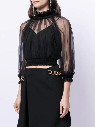 Shop Alice And Olivia Alexia Sheer Top In Black