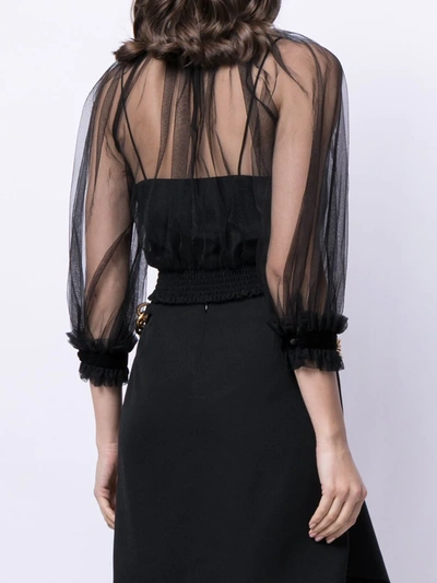 Shop Alice And Olivia Alexia Sheer Top In Black