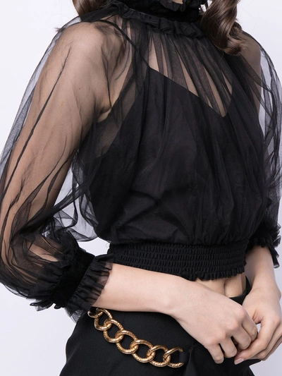 Shop Alice And Olivia Alexia Sheer Top In Black