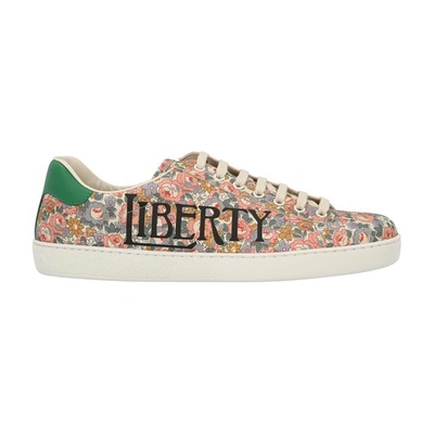 Shop Gucci New Ace Liberty Sneakers In Pink Ivoire