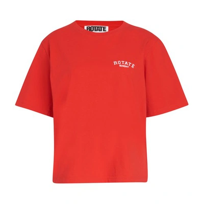 Shop Rotate Birger Christensen Aster T-shirt In Flame Scarlet
