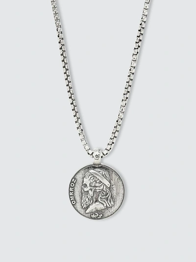 Shop Degs & Sal Sterling Silver Ancient Greek Skull Coin Necklace In Grey
