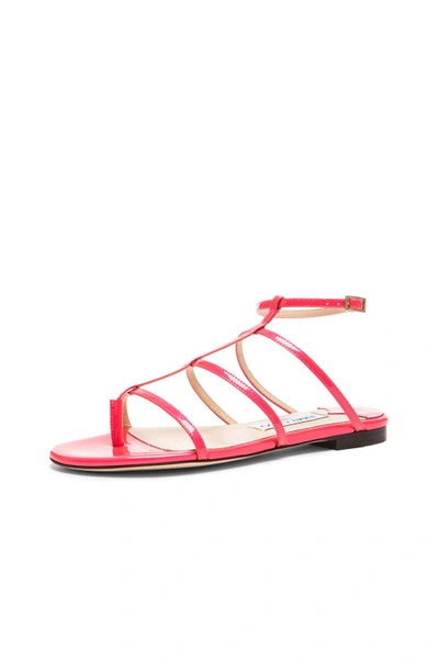 Shop Jimmy Choo Doodle Patent Leather Thong Sandals In Geranium