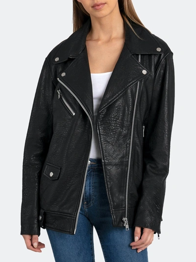 Shop Avec Les Filles X Bagatelle Oversized Leather Biker In Black