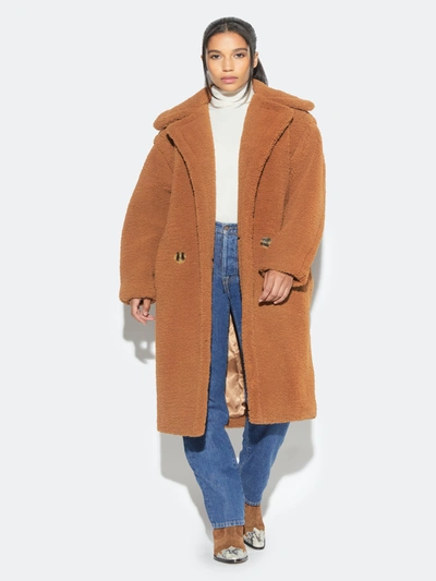 Shop Apparis - Verified Partner Daryna Faux-shearling Double-breasted Coat - L - Also In: Xl, M, S In Brown