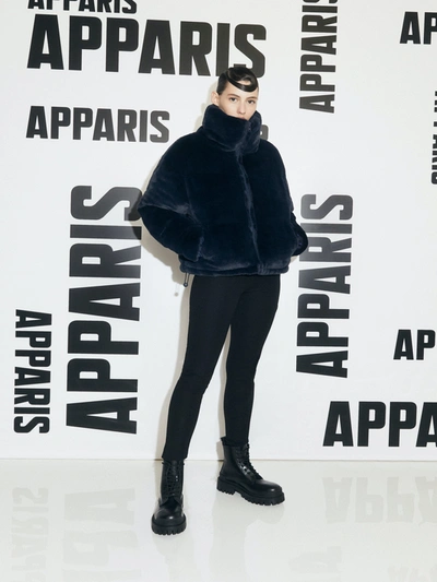 Shop Apparis - Verified Partner Billie Cropped Faux Fur Puffer Jacket - S - Also In: Xl, Xs, L, M In Blue