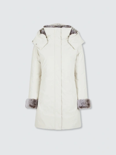 Shop Save The Duck Women's Smeg Winter Hooded Parka With Faux Fur Lining In White
