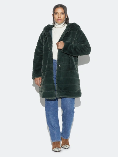 Shop Apparis - Verified Partner Celina Tiered Faux-fur Hooded Coat - S - Also In: Xs, M, Xl, L In Green