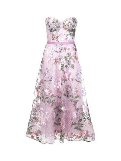 Marchesa notte strapless 3d floral cheap embroidery dress