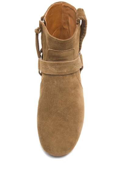 Shop Isabel Marant Ralf Gaucho Calfskin Velvet Leather Boots In Khaki