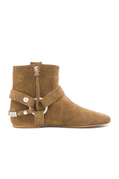 Shop Isabel Marant Ralf Gaucho Calfskin Velvet Leather Boots In Khaki