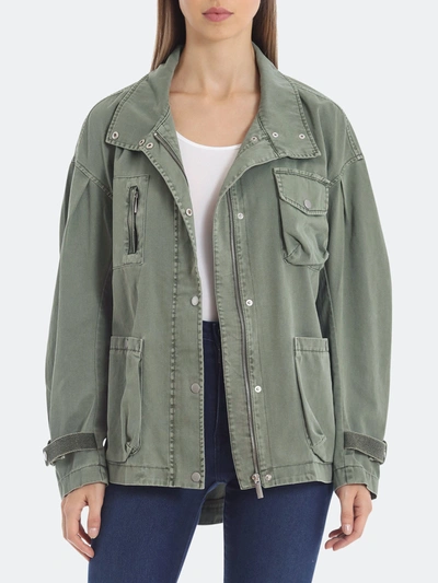 Shop Avec Les Filles Drop-shoulder Cotton Utility Jacket In Green