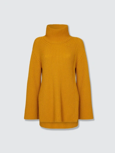 Shop Arje Arjé The Mayka Cashmere Blend High Neck Sweater In Yellow