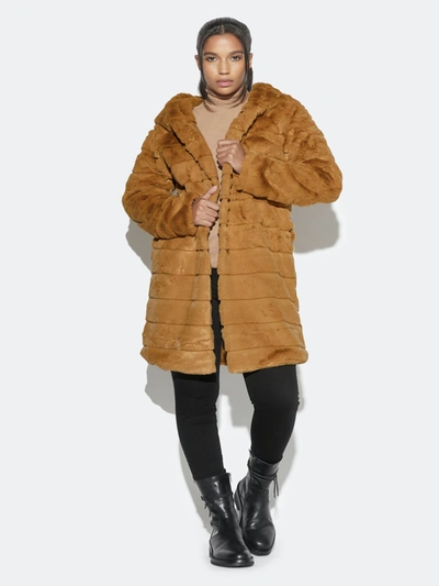 Shop Apparis - Verified Partner Celina Tiered Faux-fur Hooded Coat - S - Also In: Xs, M, Xl, L In Brown