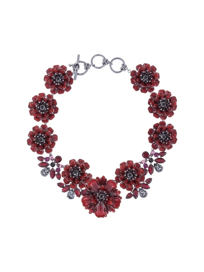 Shop Marchesa Notte Red Floral Necklace