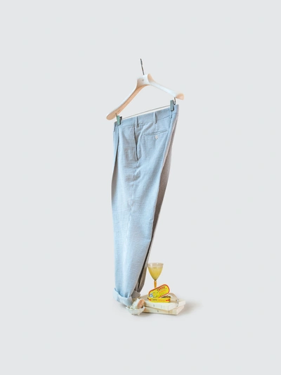 Shop Arje Arjé The Jona Single Pleat Crinkled Cotton Strpes Pants In Blue