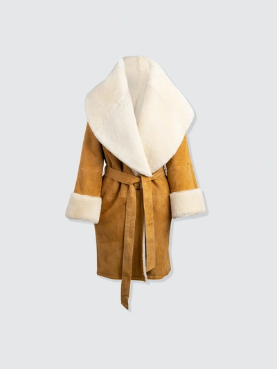 Shop Arje Arjé The Anais Reversible Shearling Coat In Brown