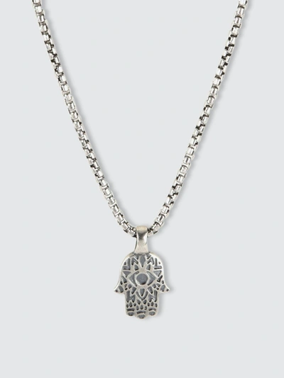 Shop Degs & Sal Sterling Silver Hamsa Necklace In Grey