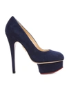 CHARLOTTE OLYMPIA Dolly Suede Pumps In Navy