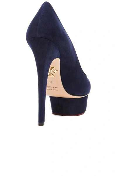 Shop Charlotte Olympia Dolly Suede Pumps In Navy