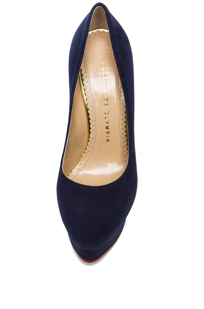 Shop Charlotte Olympia Dolly Suede Pumps In Navy