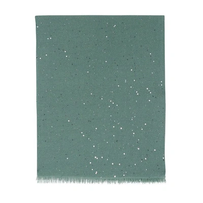 Shop Brunello Cucinelli Cashmere And Silk Diamond Yarn Scarf In Mint Green