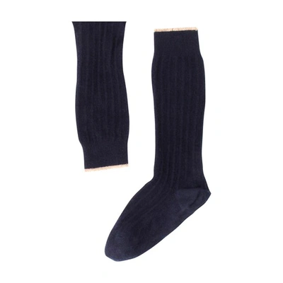 Shop Brunello Cucinelli Knit Socks In Navy Blue