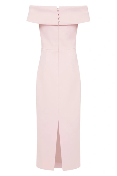 Shop Rebecca Vallance Amore Off Shoulder Midi Dress Pink