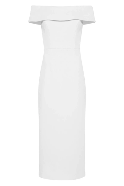 Shop Rebecca Vallance -  Amore Off Shoulder Midi Ivory  - Size 14