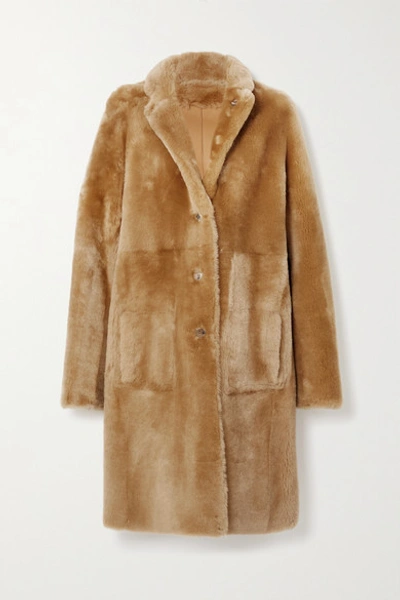 Shop Joseph Brittany Reversible Shearling Coat In Camel