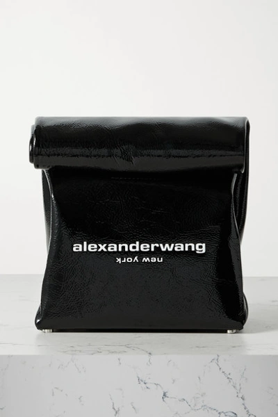 Shop Alexander Wang Lunch Bag Printed Patent-leather Clutch In Black