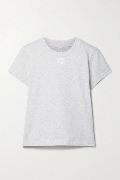 Shop Alexander Wang T Printed Cotton-jersey T-shirt In Light Gray