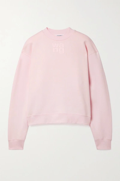 Shop Alexander Wang T Printed Cotton-blend Jersey Sweatshirt In Pink
