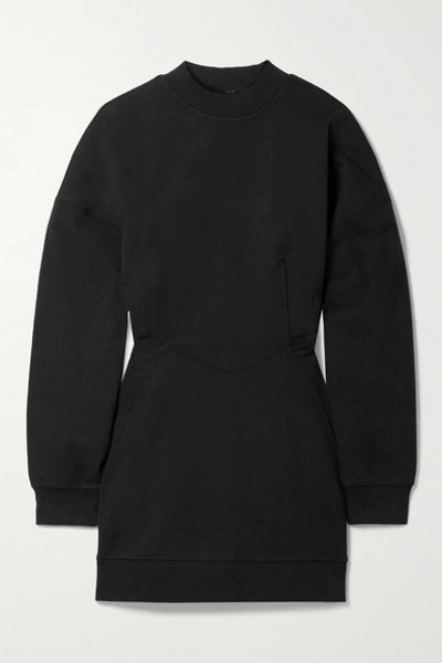 Shop Alexander Wang T Gathered Cotton-jersey Mini Dress In Black