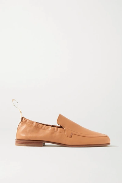 Shop Loewe Logo-detailed Leather Collapsible-heel Loafers In Sand