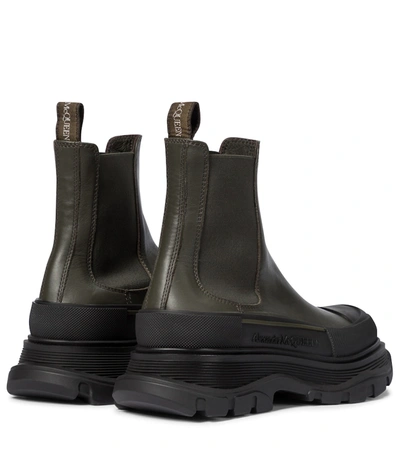 Shop Alexander Mcqueen Tread Slick Leather Chelsea Boots In Green