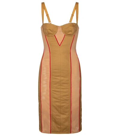 Shop Burberry Mesh-trimmed Corset Dress In Beige