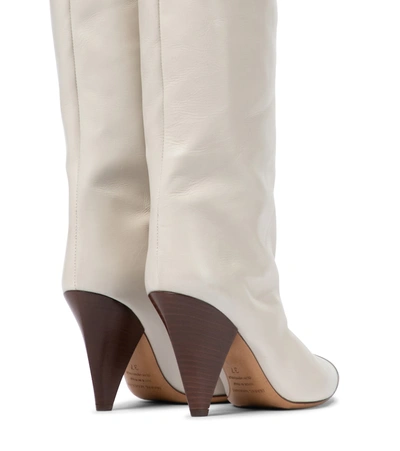 Shop Isabel Marant Lelize Leather Knee-high Boots In White