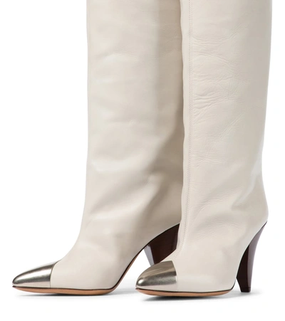 Shop Isabel Marant Lelize Leather Knee-high Boots In White